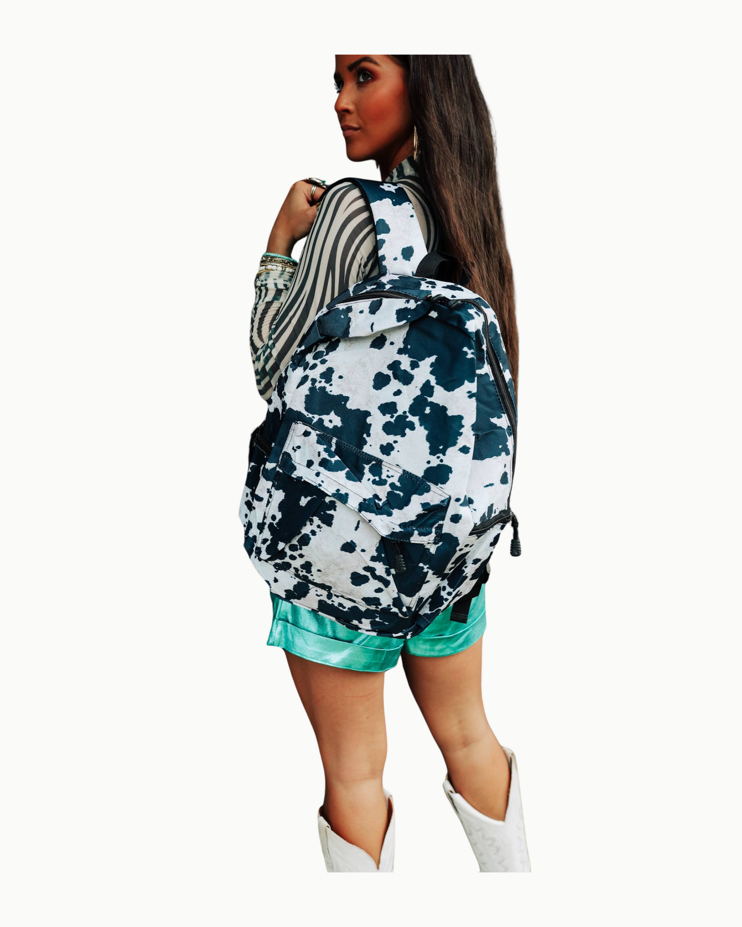 Black Cowhide Backpack + FREE Lunch Tote