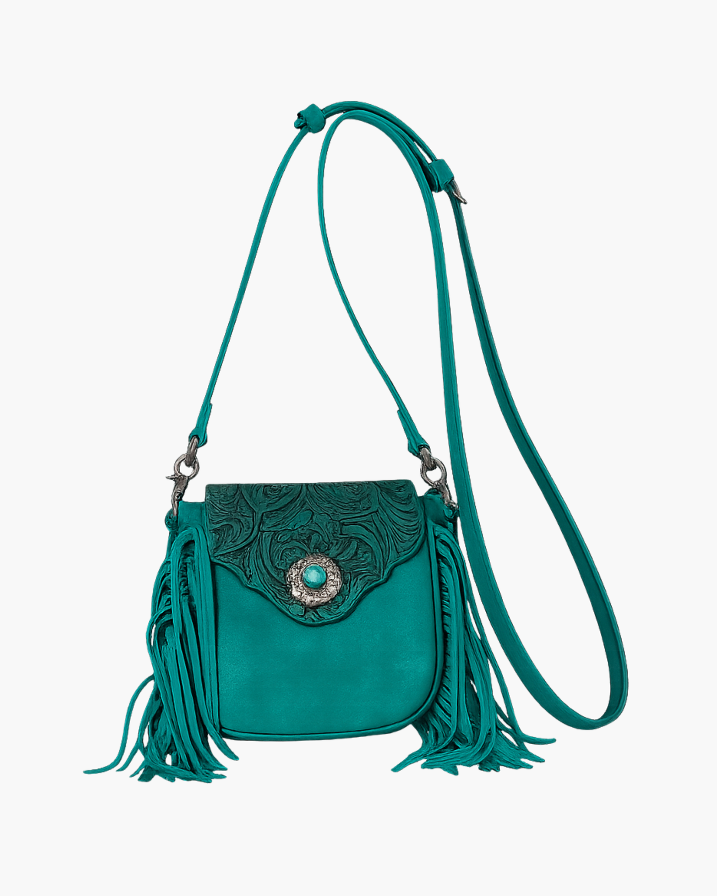 Montana West Floral Tooled Fringe Crossbody Bag