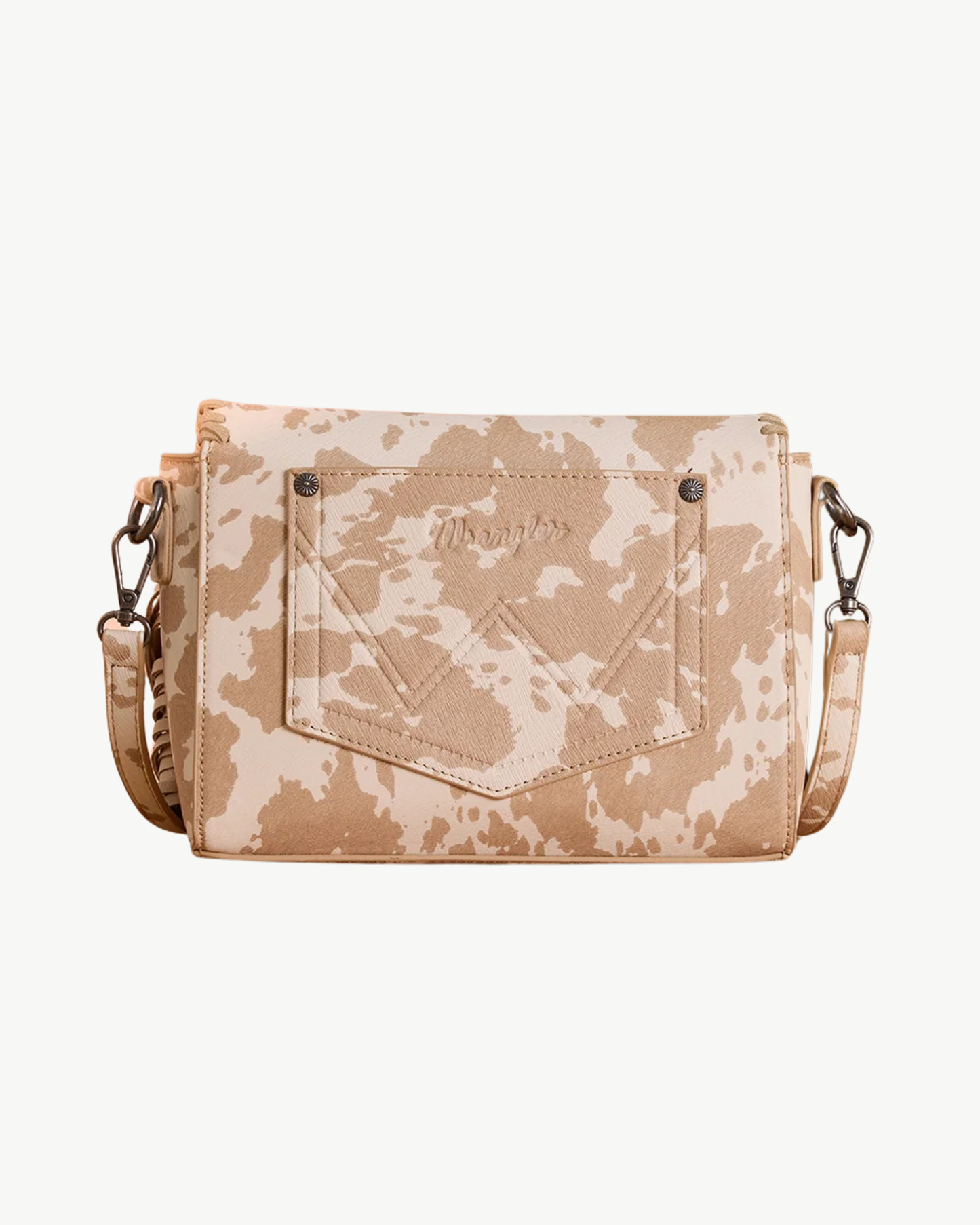 Wrangler Cow Print Fringe Crossbody Bag