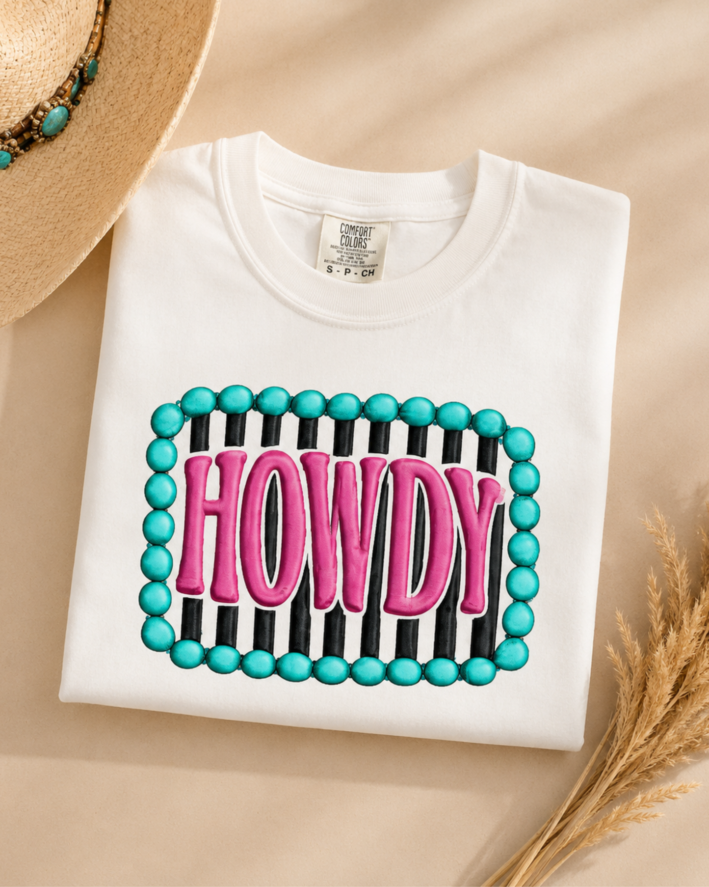 Howdy Turquoise & Pink Comfort Colors Tee