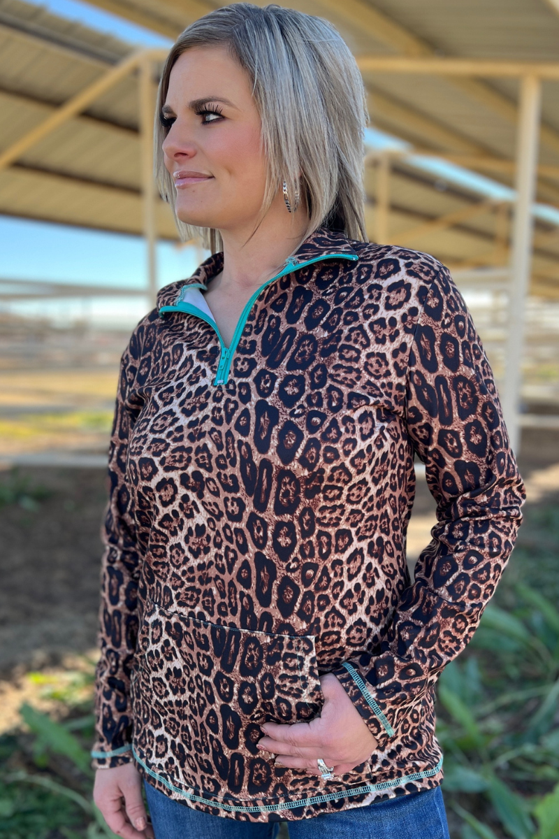 Hear Me Roar Leopard Quarter-Zip Pullover