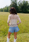 Check Me Out Tan & Cream Sheer Mesh Top