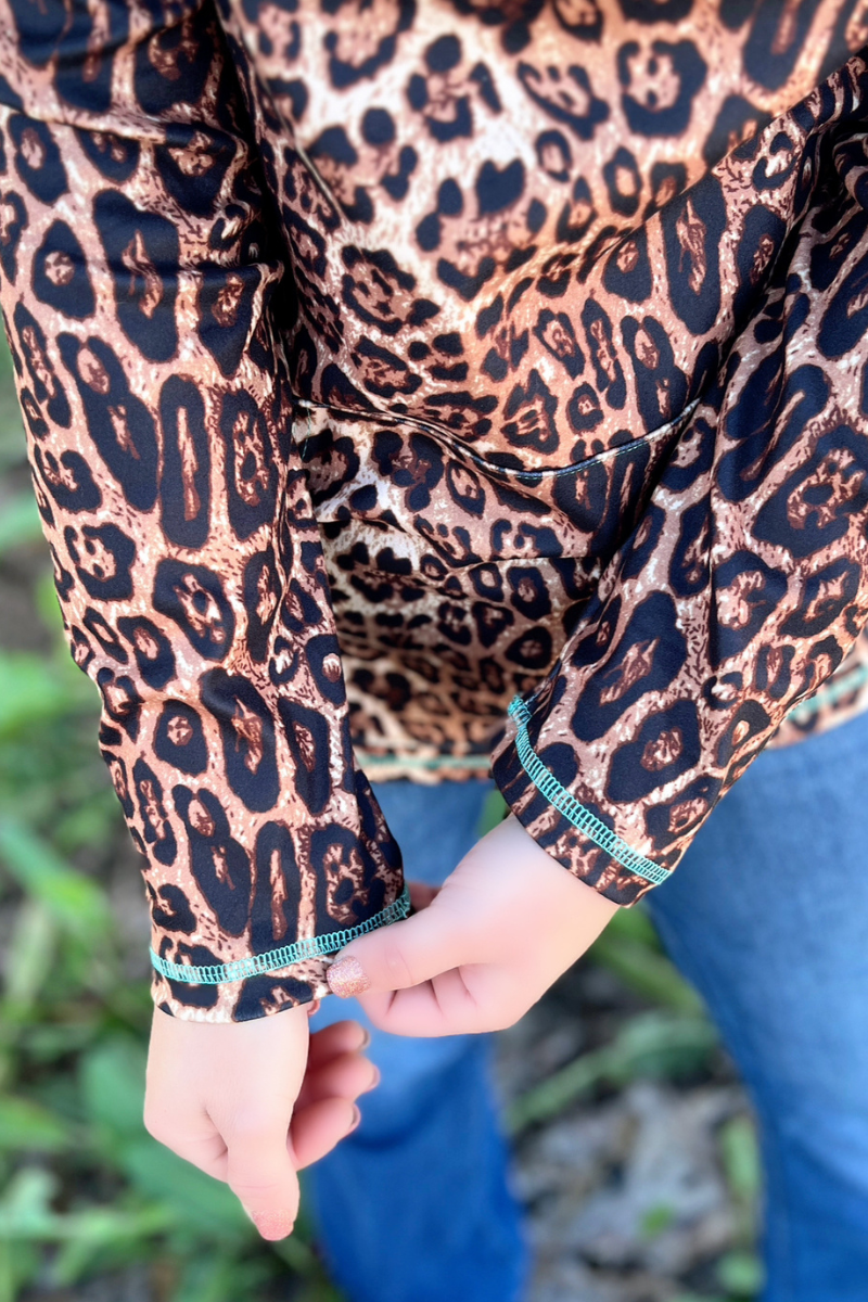 Hear Me Roar Leopard Quarter-Zip Pullover