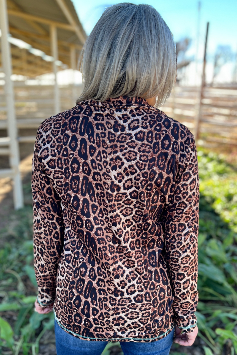 Hear Me Roar Leopard Quarter-Zip Pullover