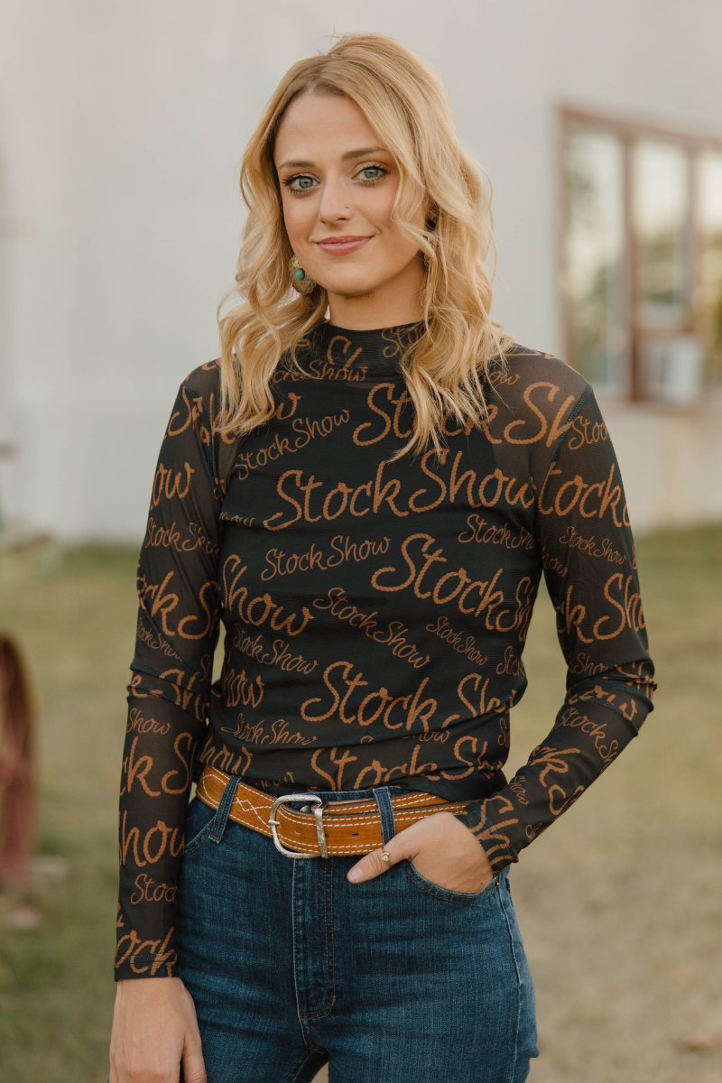 Stock Show Queen Western Mesh Top