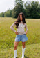 Check Me Out Tan & Cream Sheer Mesh Top