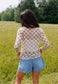 Check Me Out Tan & Cream Sheer Mesh Top