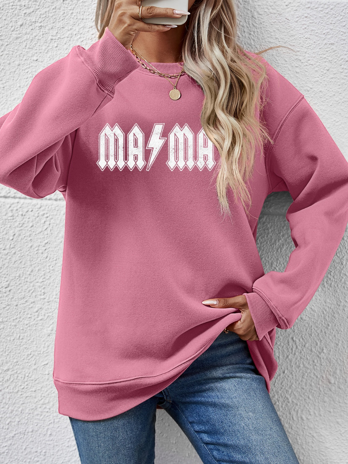 MAMA Graphic Dropped Shoulder Sweatshirt