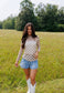 Check Me Out Tan & Cream Sheer Mesh Top