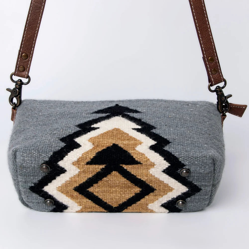 American Darling Handwoven Saddle Blanket Crossbody Bag Genuine Leather Trim ADBG1008C