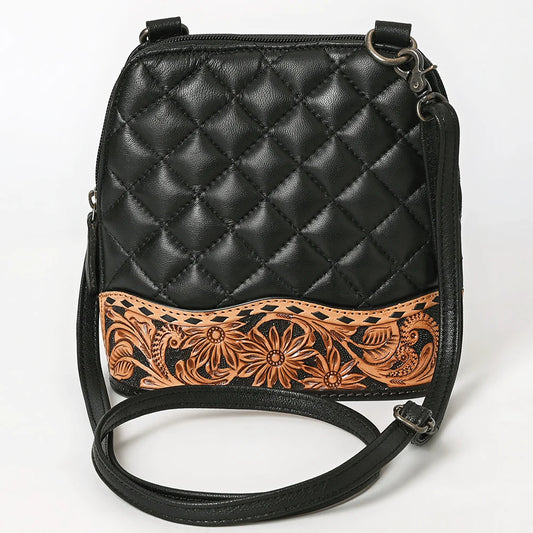 American Darling Quilted Leather Crossbody | Hand-Tooled Floral Accent Bag ADBG1679