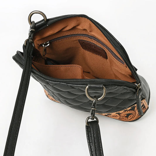 American Darling Quilted Leather Crossbody | Hand-Tooled Floral Accent Bag ADBG1679