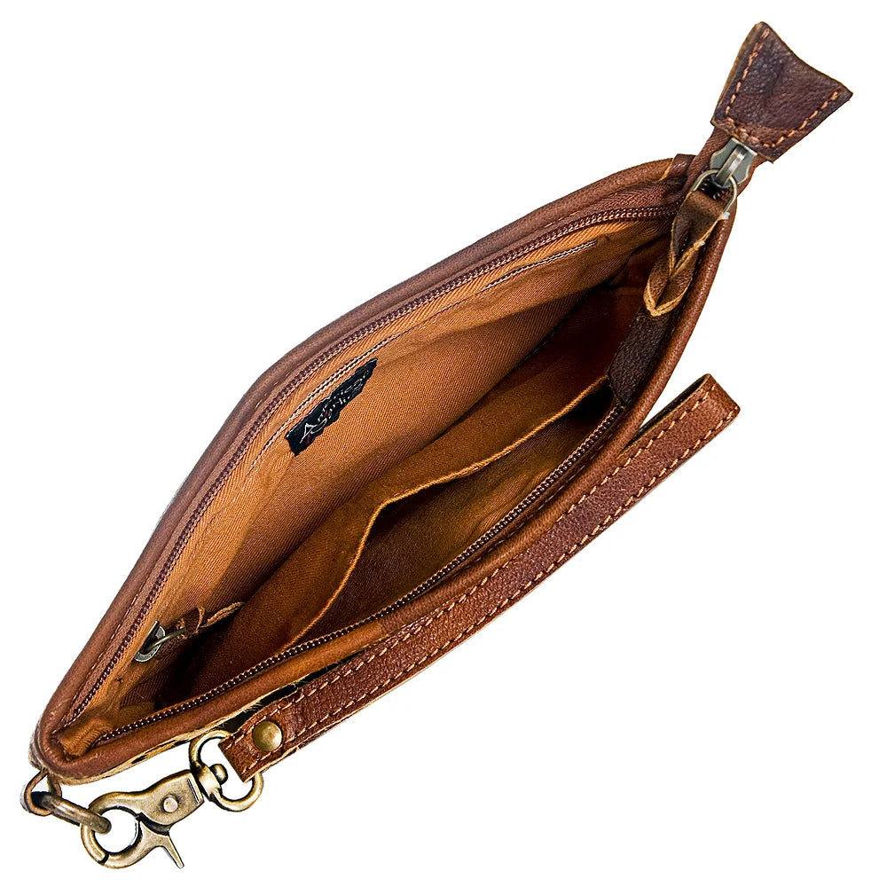 American Darling Western Leather Wristlet Bag with Printed Hair-On Cowhide ADBG344CHE