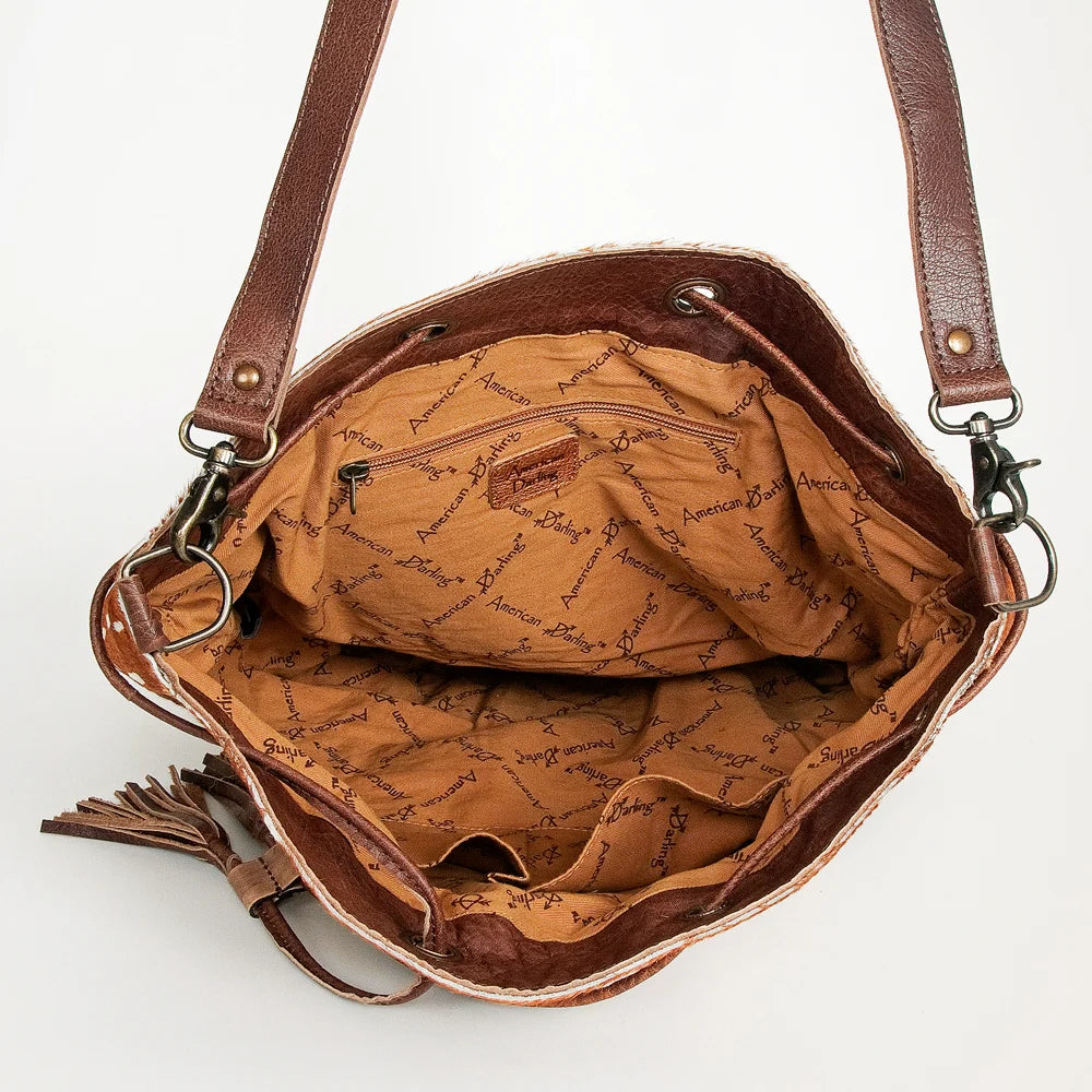 American Darling Hand Woven Saddle Blanket & Hair-On Cowhide Western Bucket Bag ADBG574