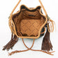 American Darling Handcrafted Leather Bucket bag with Fringes & Braided Drawstring ADBGD140
