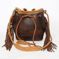 American Darling Handcrafted Leather Bucket bag with Fringes & Braided Drawstring ADBGD140