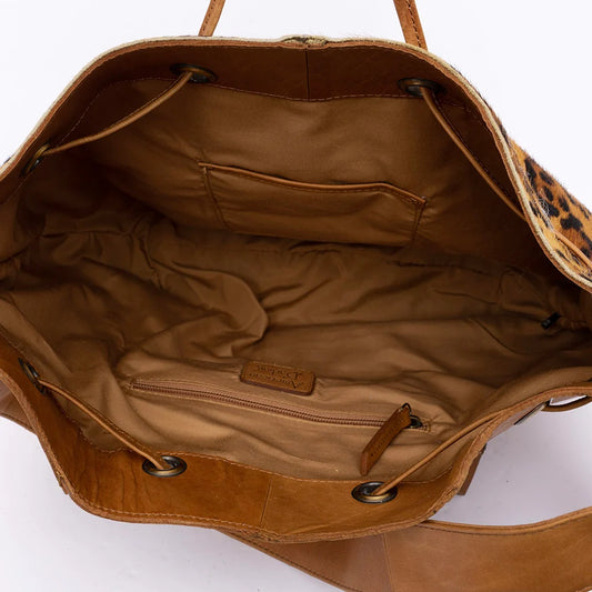 Bucket Hair On Leopard (Hides Vary) Genuine Western Leather Women Bag ADBGI226A