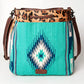 American Darling Aztec Woven Saddle Blanket & Leopard Cowhide Boho Bucket Bag ADBG574D9
