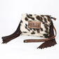 American Darling Hand Tooled Leather Small Cross body Bag with Hair-On Cowhide (Hides Vary) ADBG360BRW