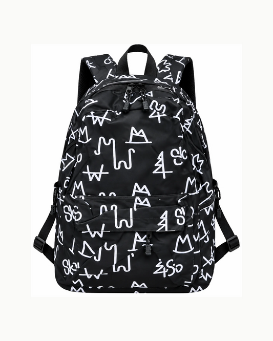 Black Western Brand Print Backpack