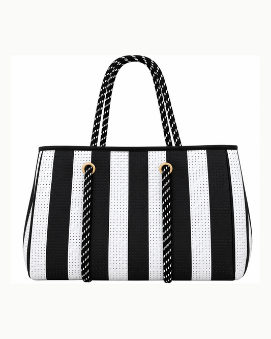 Black & White Striped Neoprene Tote Bag