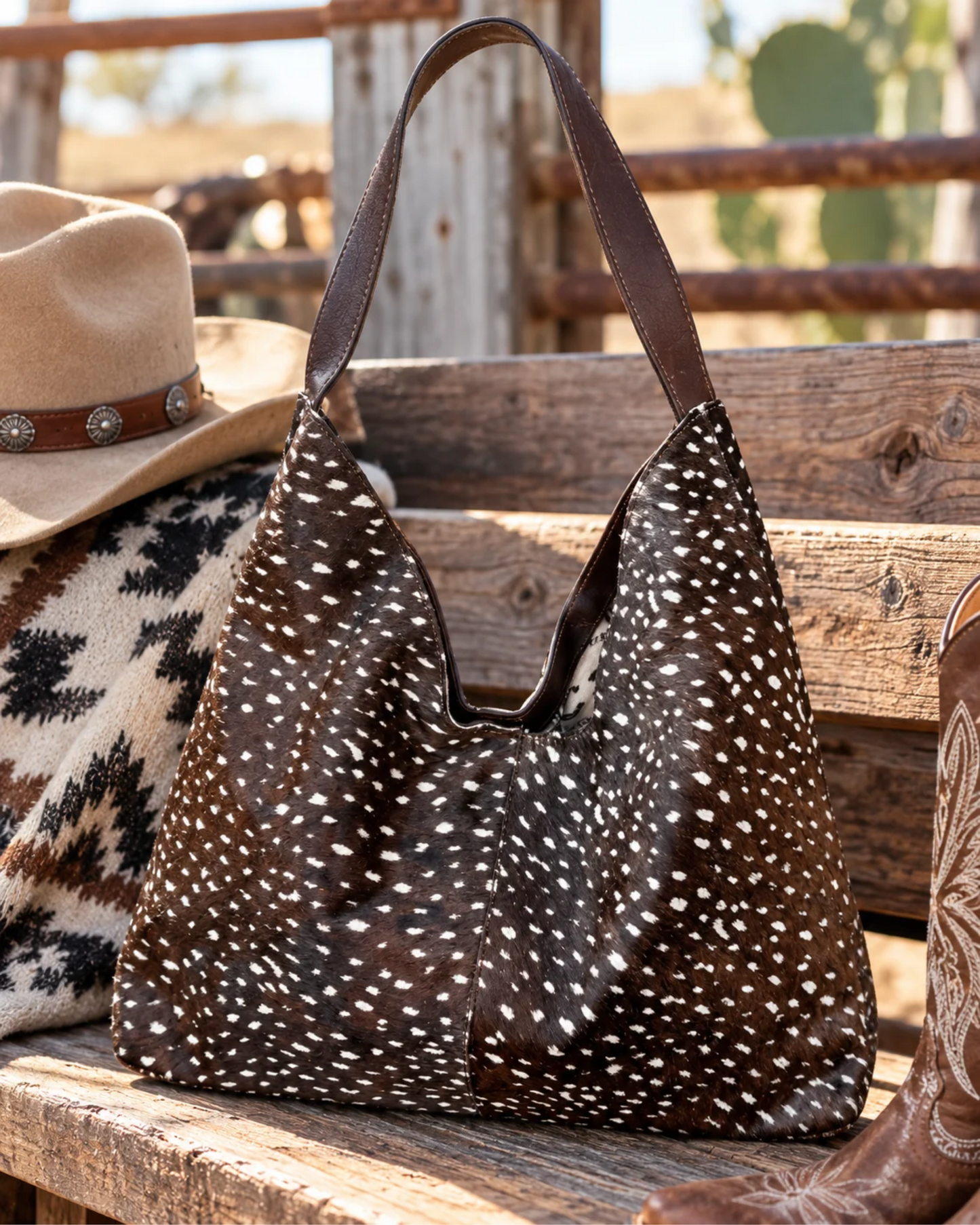 Wild Axis Cowhide Hobo Shoulder Bag