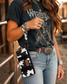Wrangler Black Cow Print Wristlet Wallet