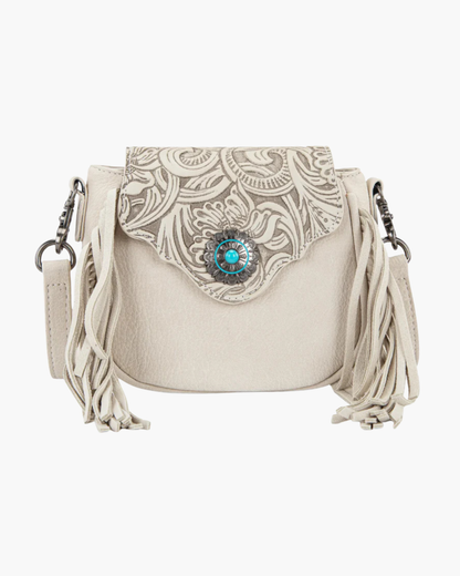 Montana West Floral Tooled Fringe Crossbody Bag