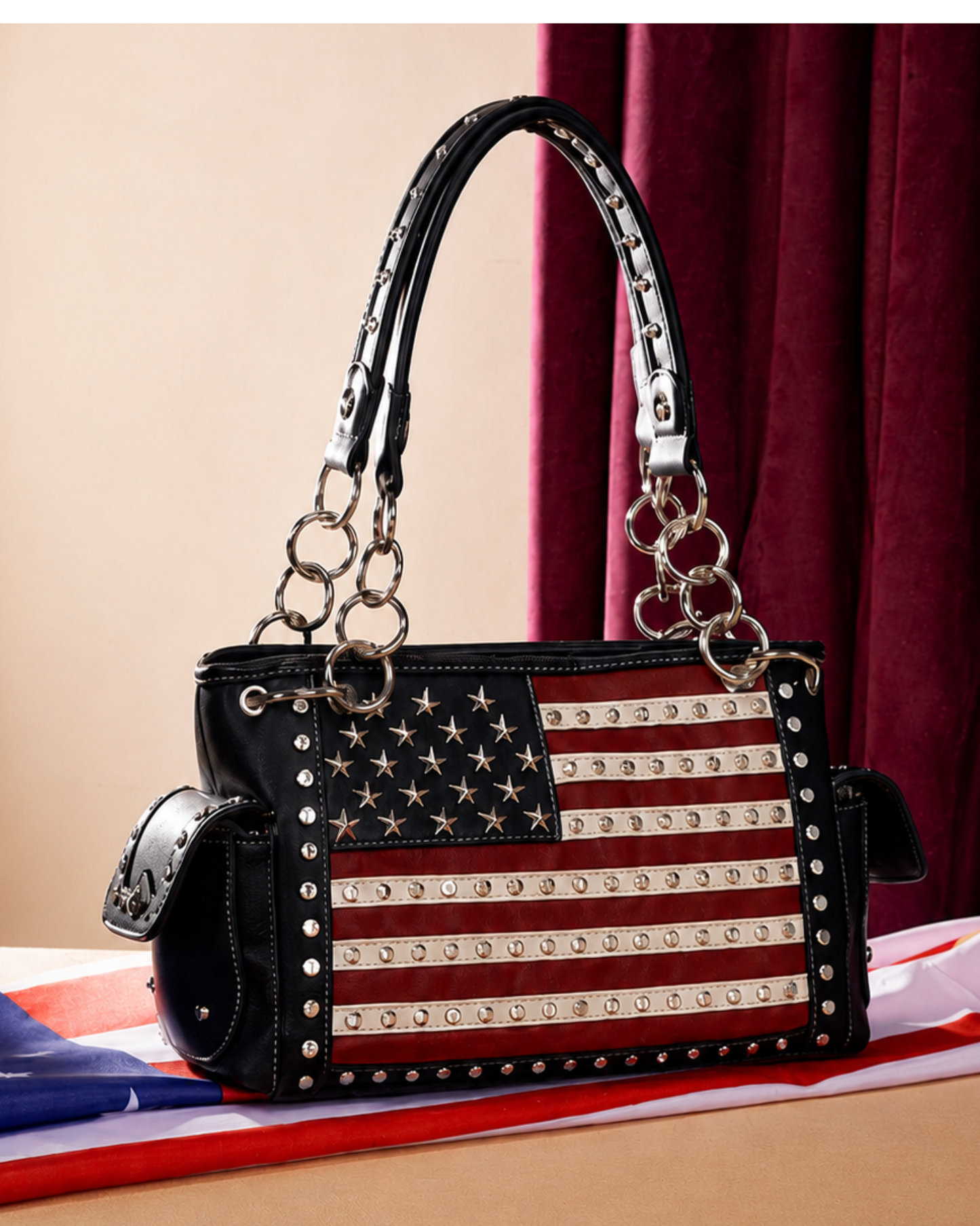 Montana West American Pride Studded Concealed Carry Satchel Bag