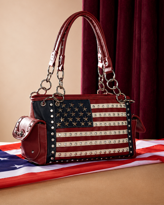 Montana West American Flag Studded Concealed Carry Satchel Bag