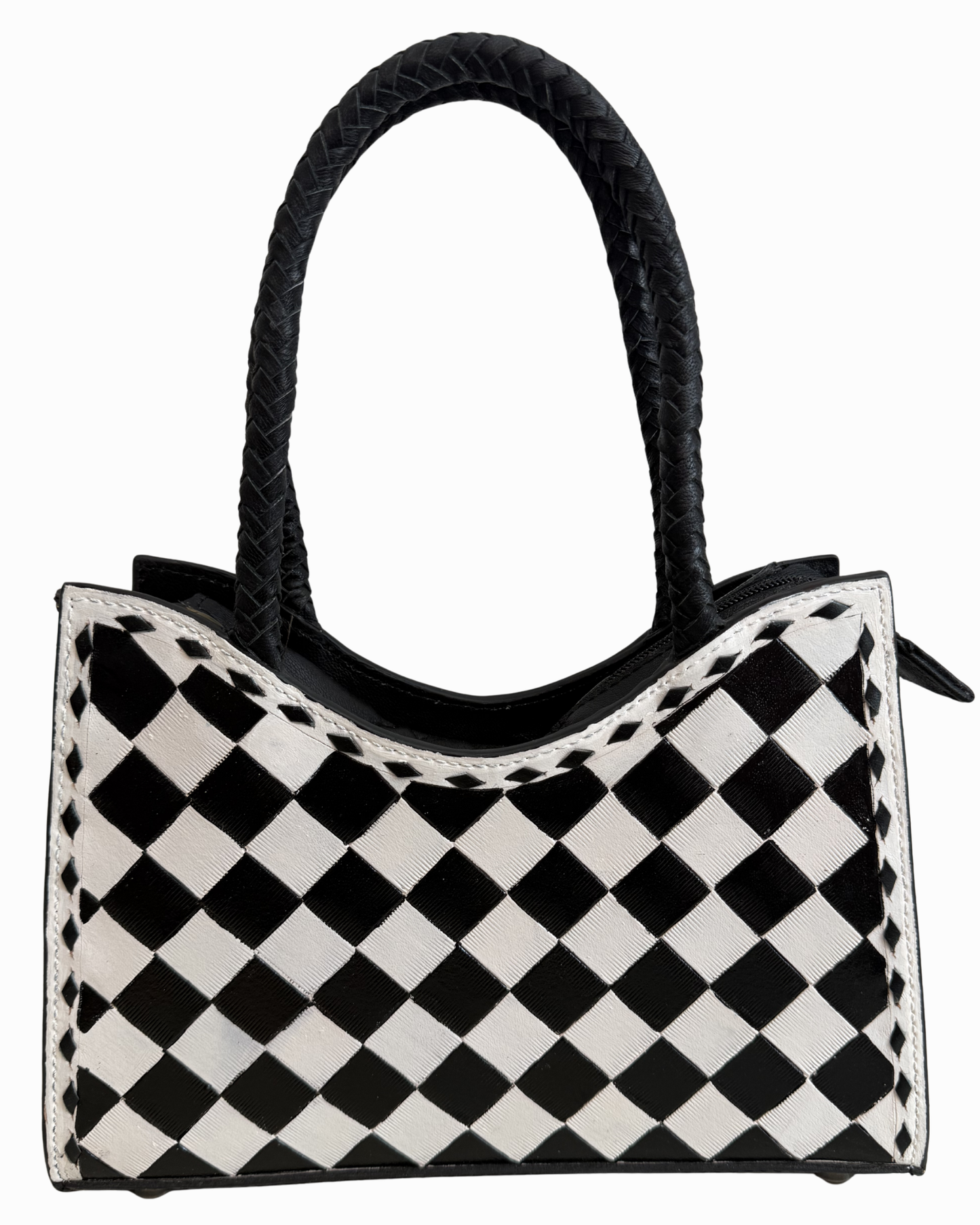 Black Checkered Crossbody Tote