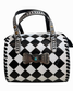 Black and White Checkered Thunderbird Tooled Leather Speedy Crossbody Bag