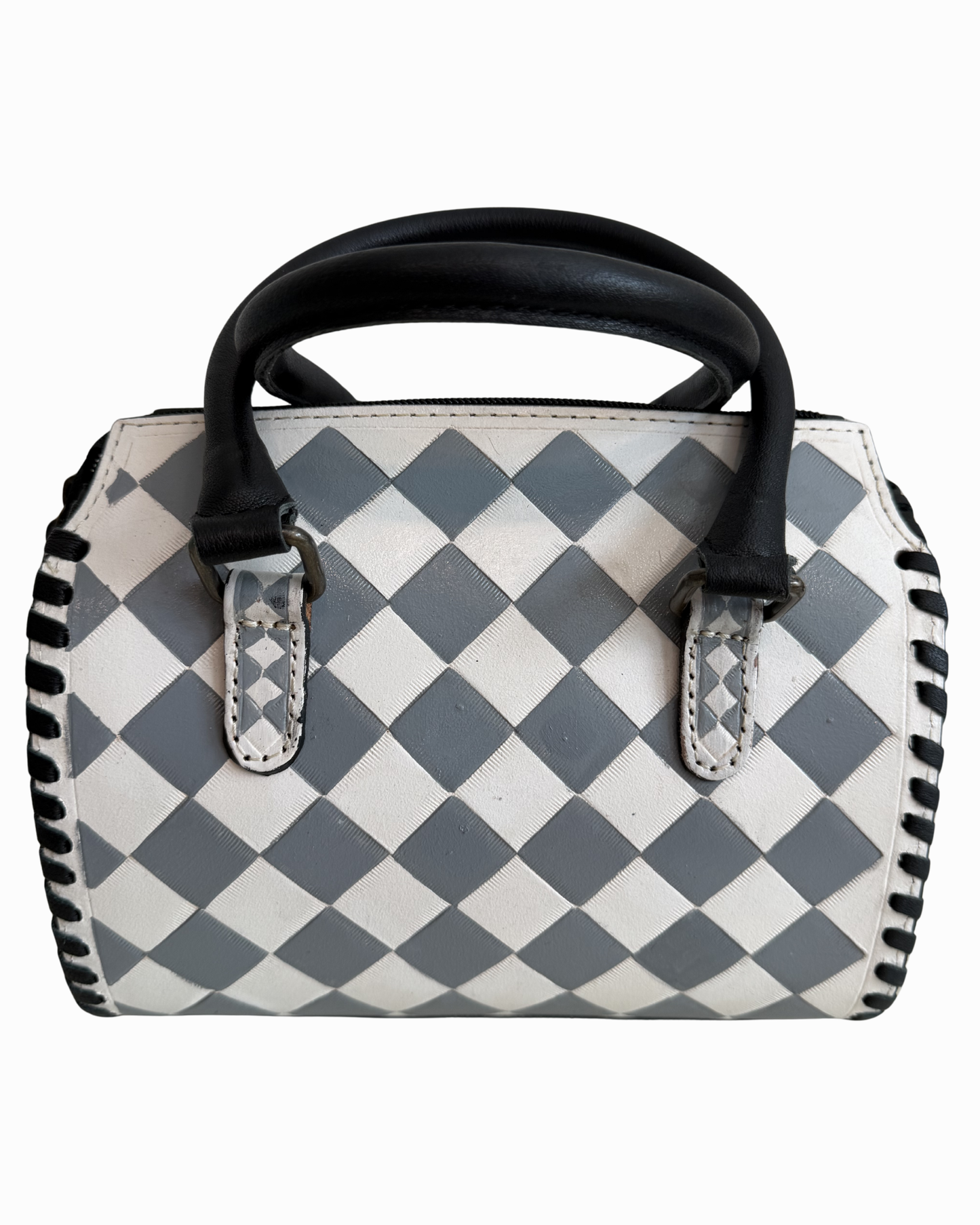 Gray Checkered Speedy Crossbody Bag - Small