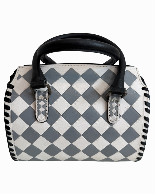 Gray Checkered Speedy Crossbody Bag - Small