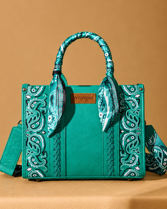 Wrangler Paisley Whipstitch Tote & Crossbody Bag