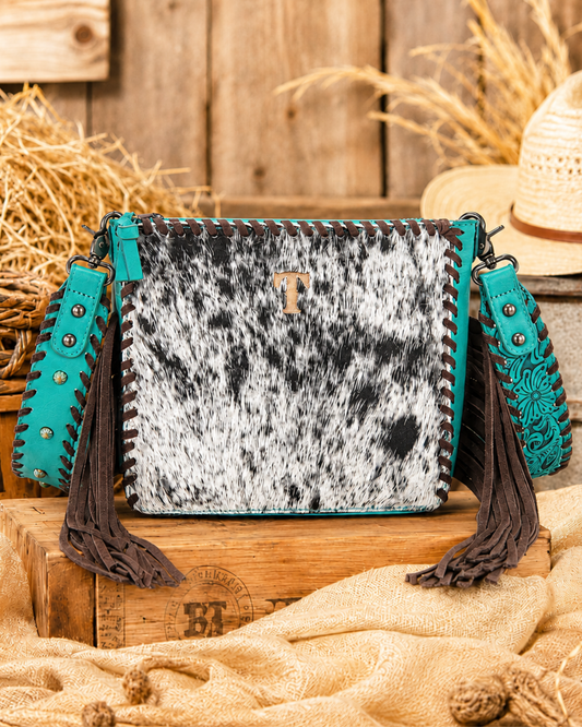 Trinity Ranch Cowhide Fringe Crossbody Bag
