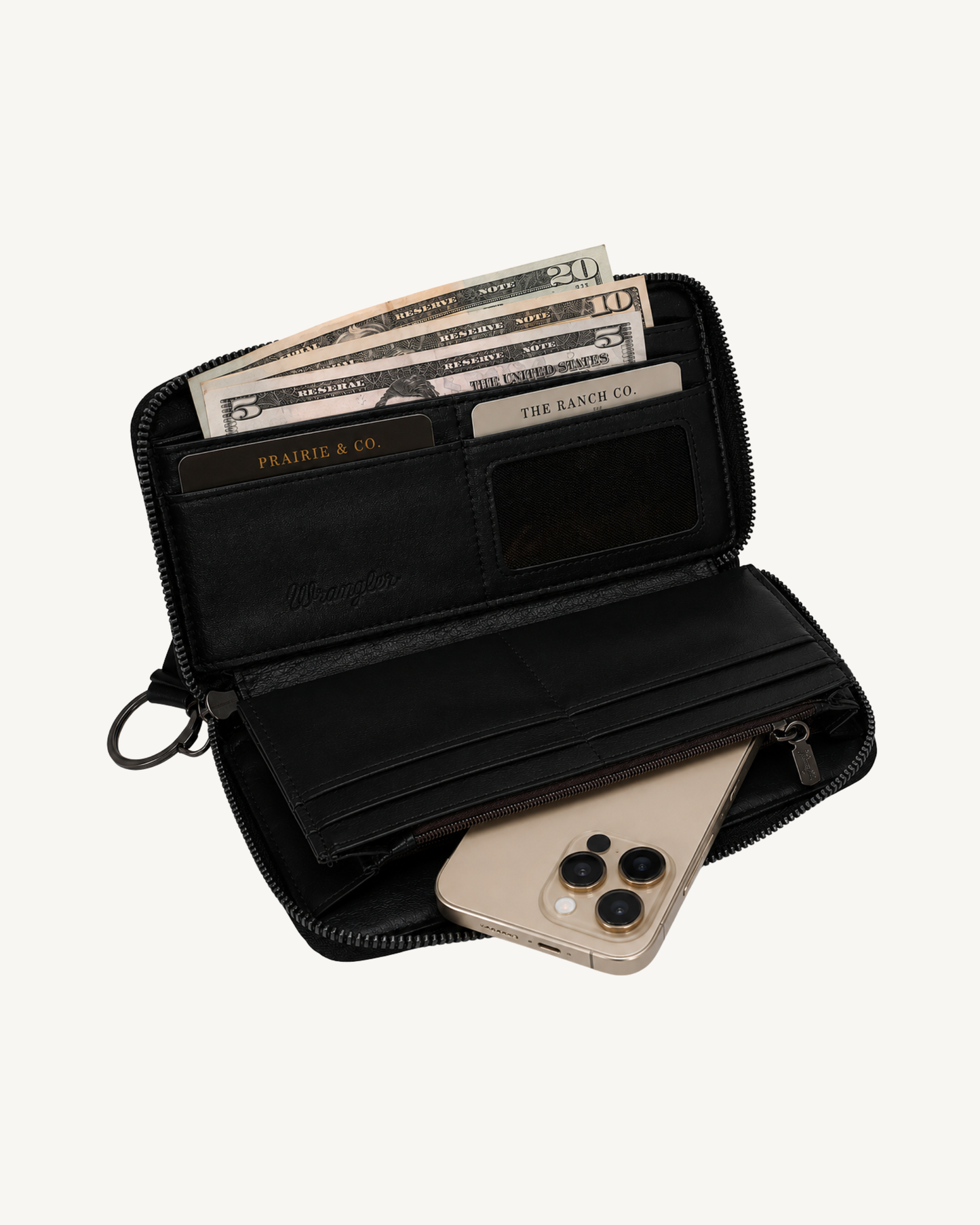 Wrangler Black Cow Print Wristlet Wallet