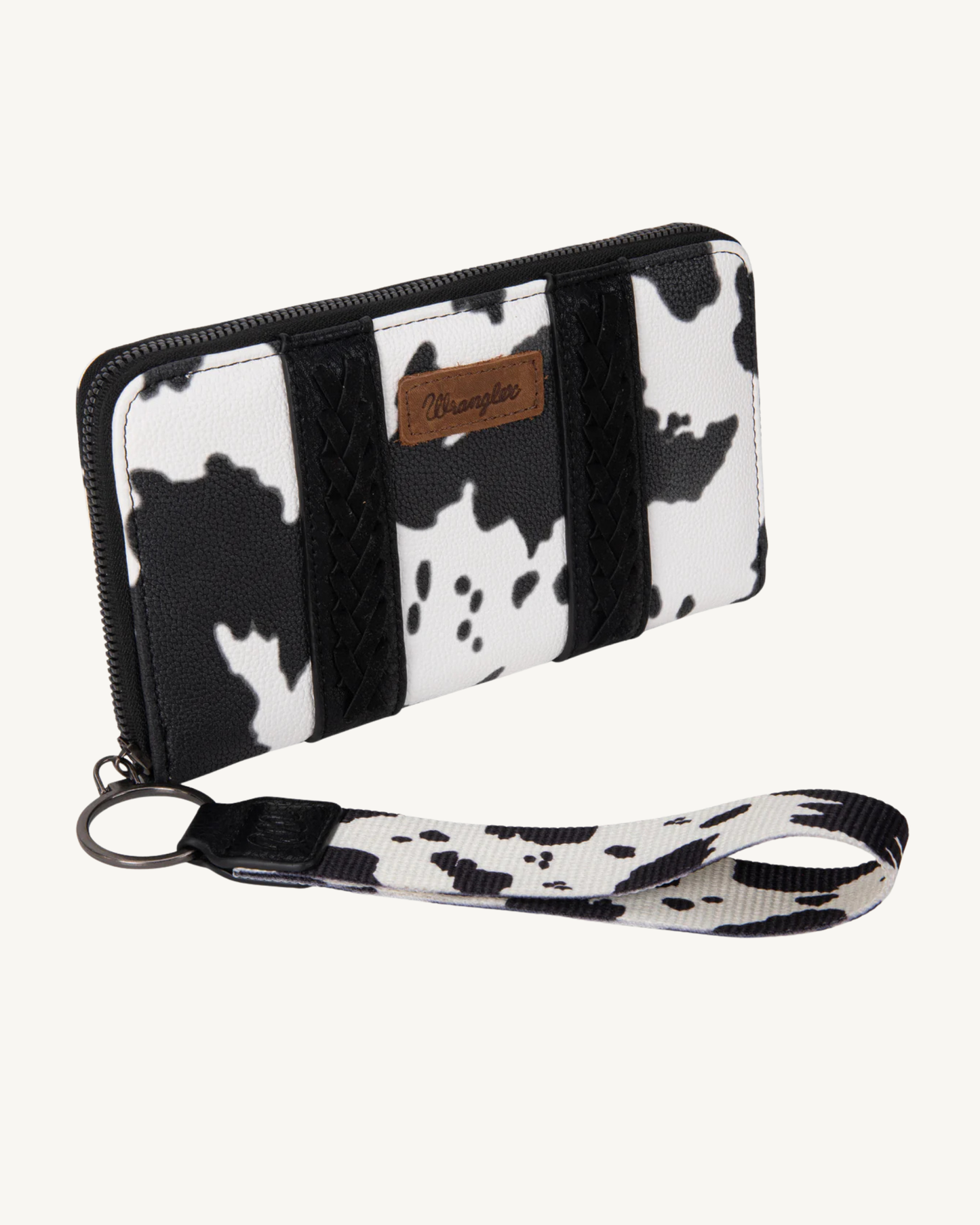 Wrangler Black Cow Print Wristlet Wallet