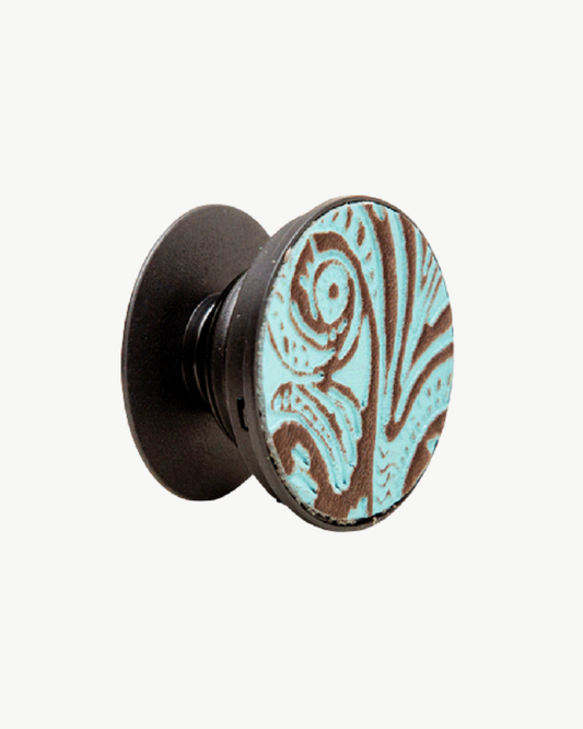 Turquoise Leather Pop-Out Phone Grip & Holder