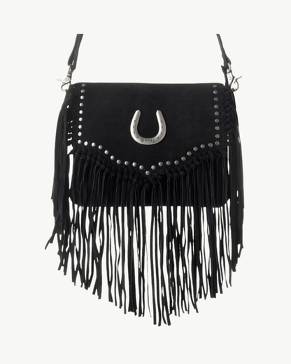 Lucky Charm Genuine Leather Fringe Crossbody Bag