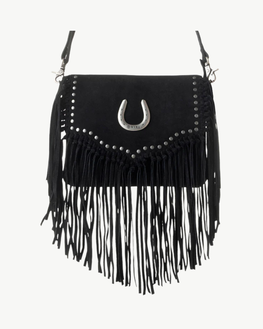 Lucky Charm Genuine Leather Fringe Crossbody Bag