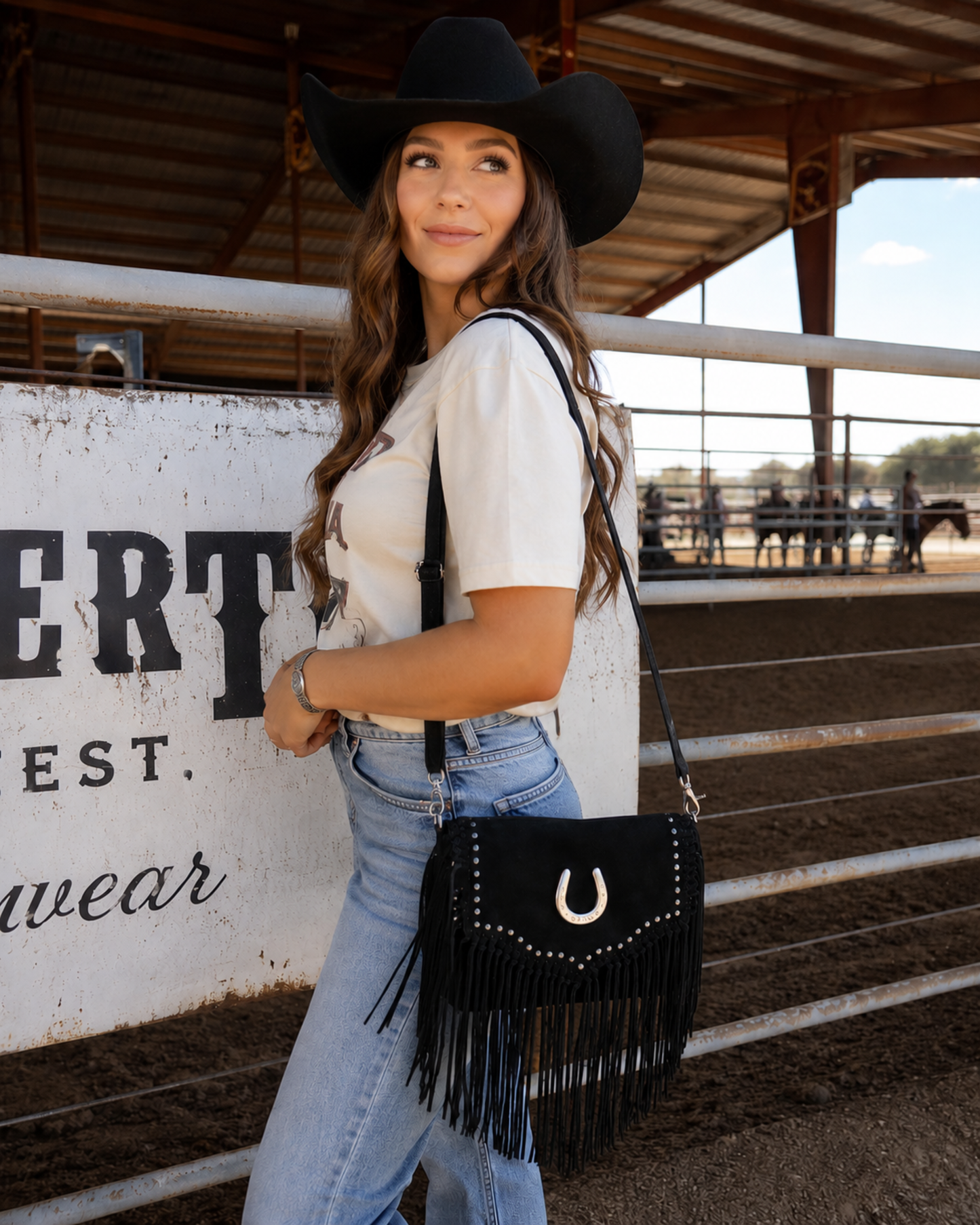 Lucky Charm Genuine Leather Fringe Crossbody Bag
