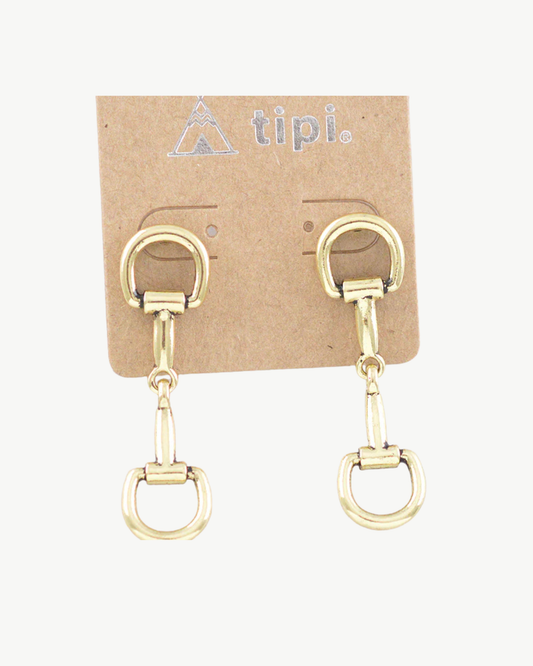 Gold-Tone Snaffle Bit Drop Earrings – Western Equestrian Jewelry