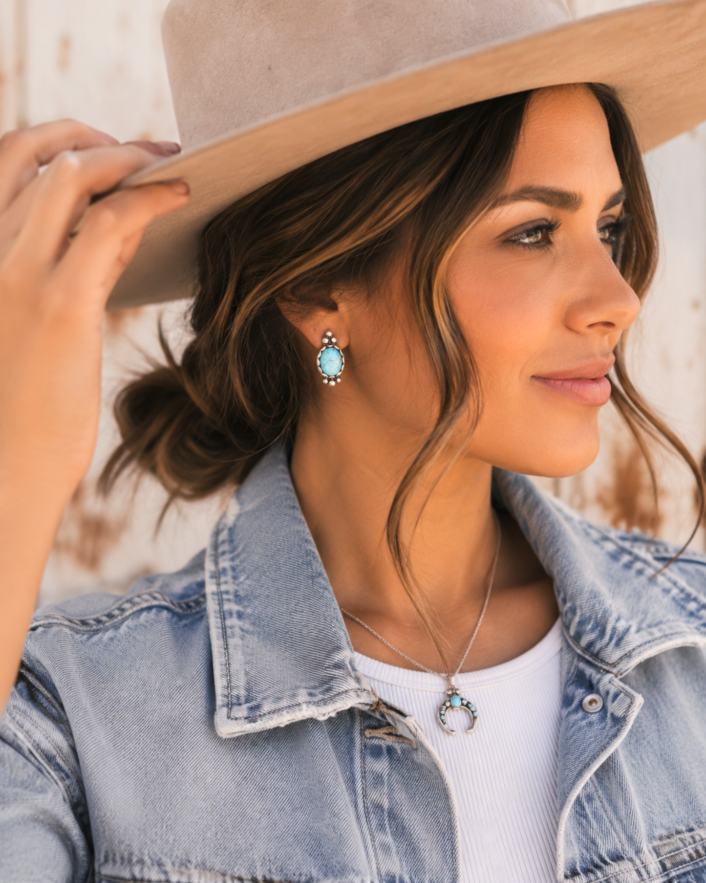 Cotton Candy Turquoise Western Stud Earrings