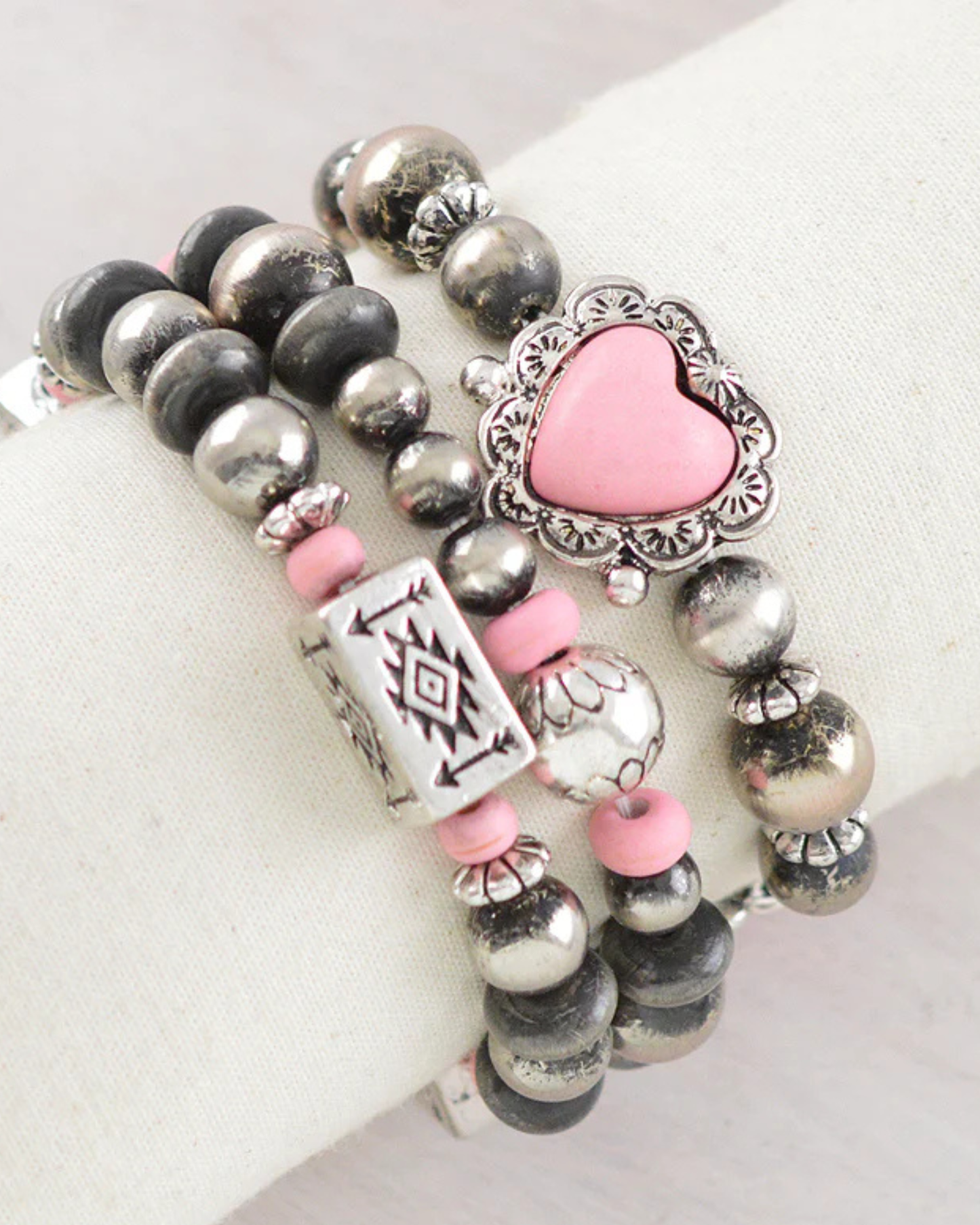 Pink Desert Heart 3-Piece Bracelet Set