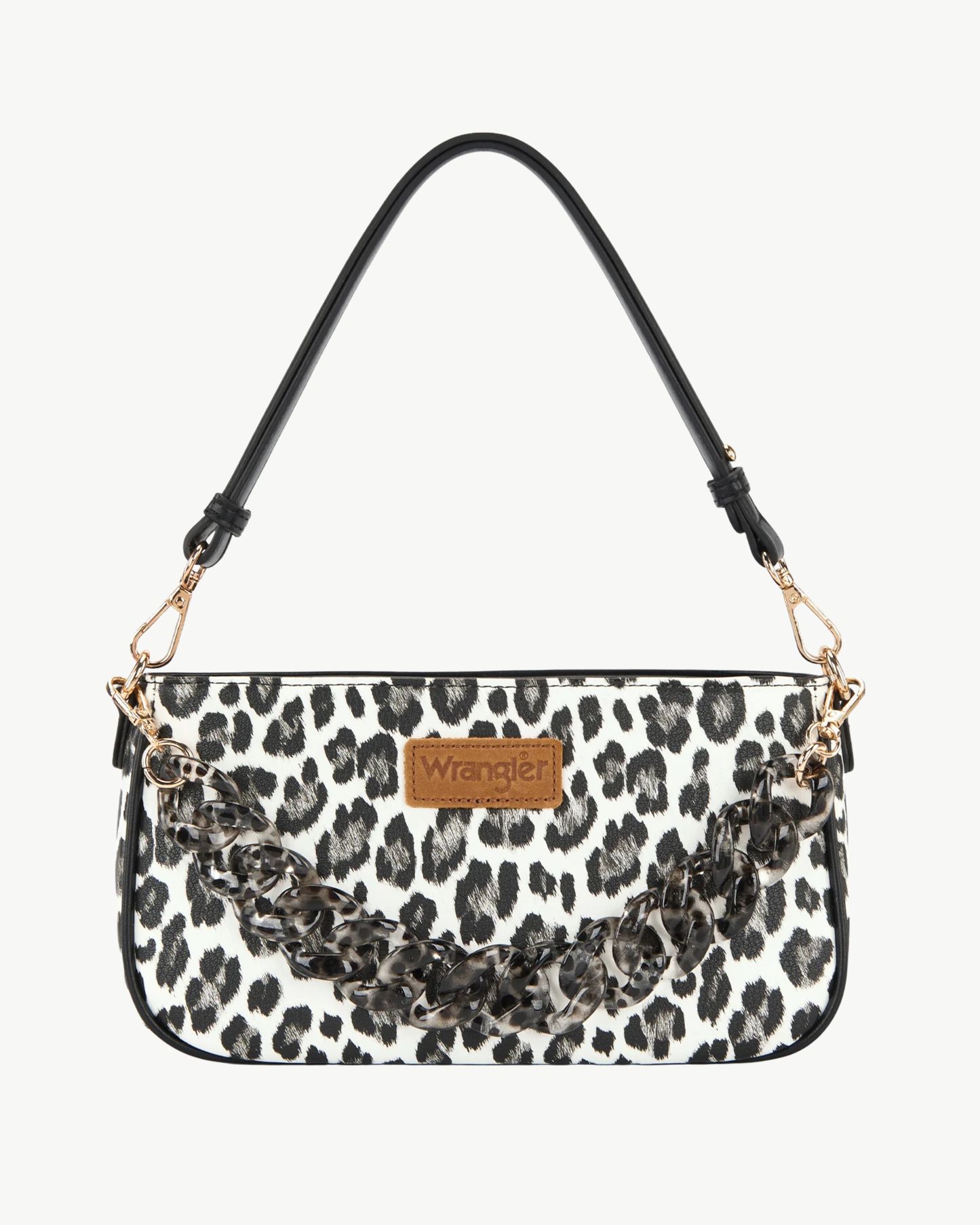Wrangler Leopard Print Shoulder Bag with Chain Detail