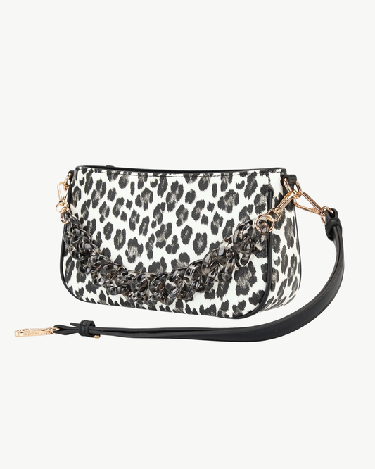 Wrangler Leopard Print Shoulder Bag with Chain Detail