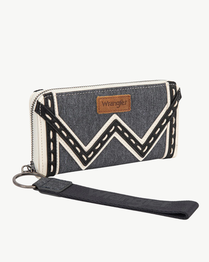 Wrangler Chevron Stitch RFID Zip Around Wallet