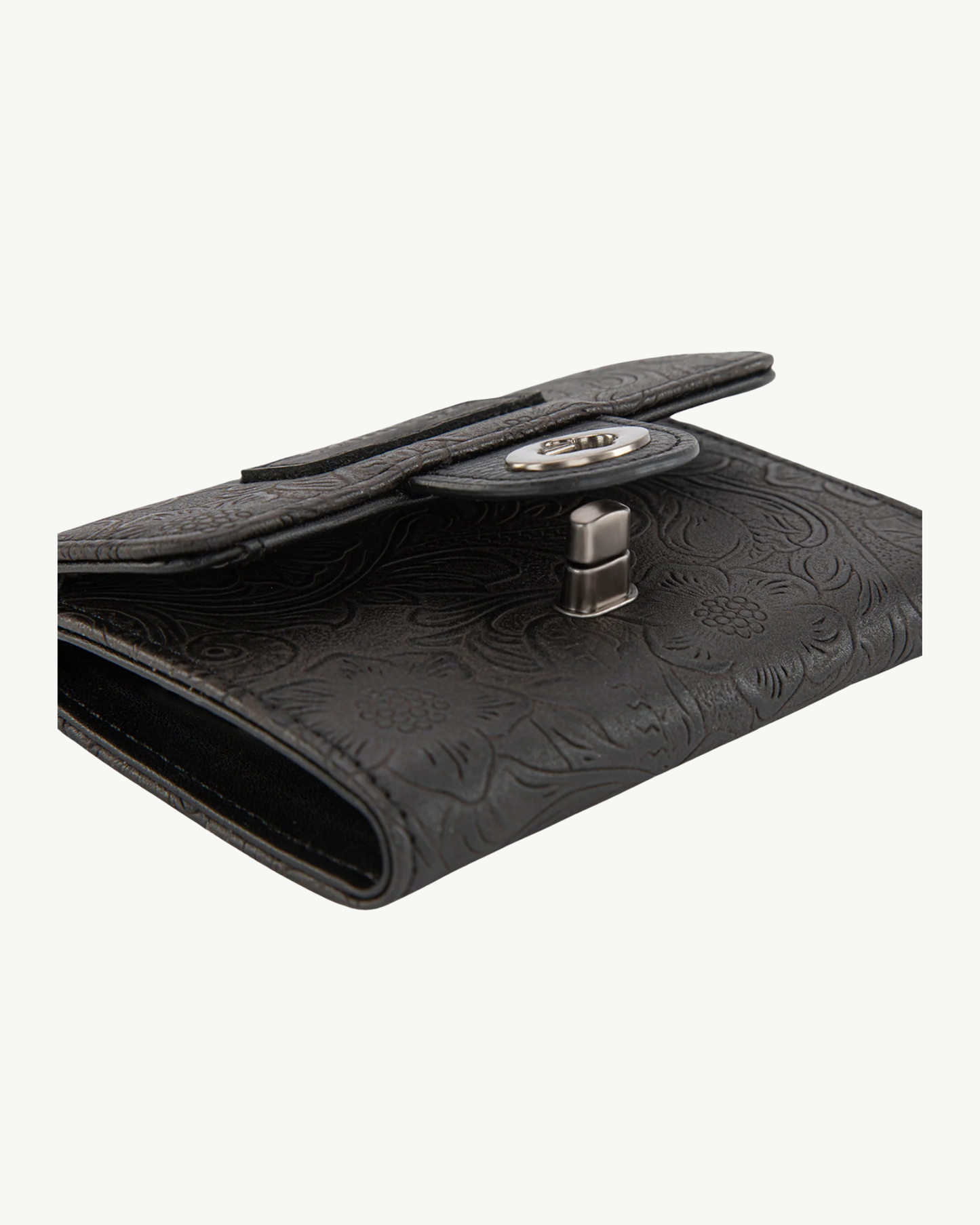 Wrangler Tooled in Bloom Floral Embossed RFID Trifold Wallet – Black or Beige