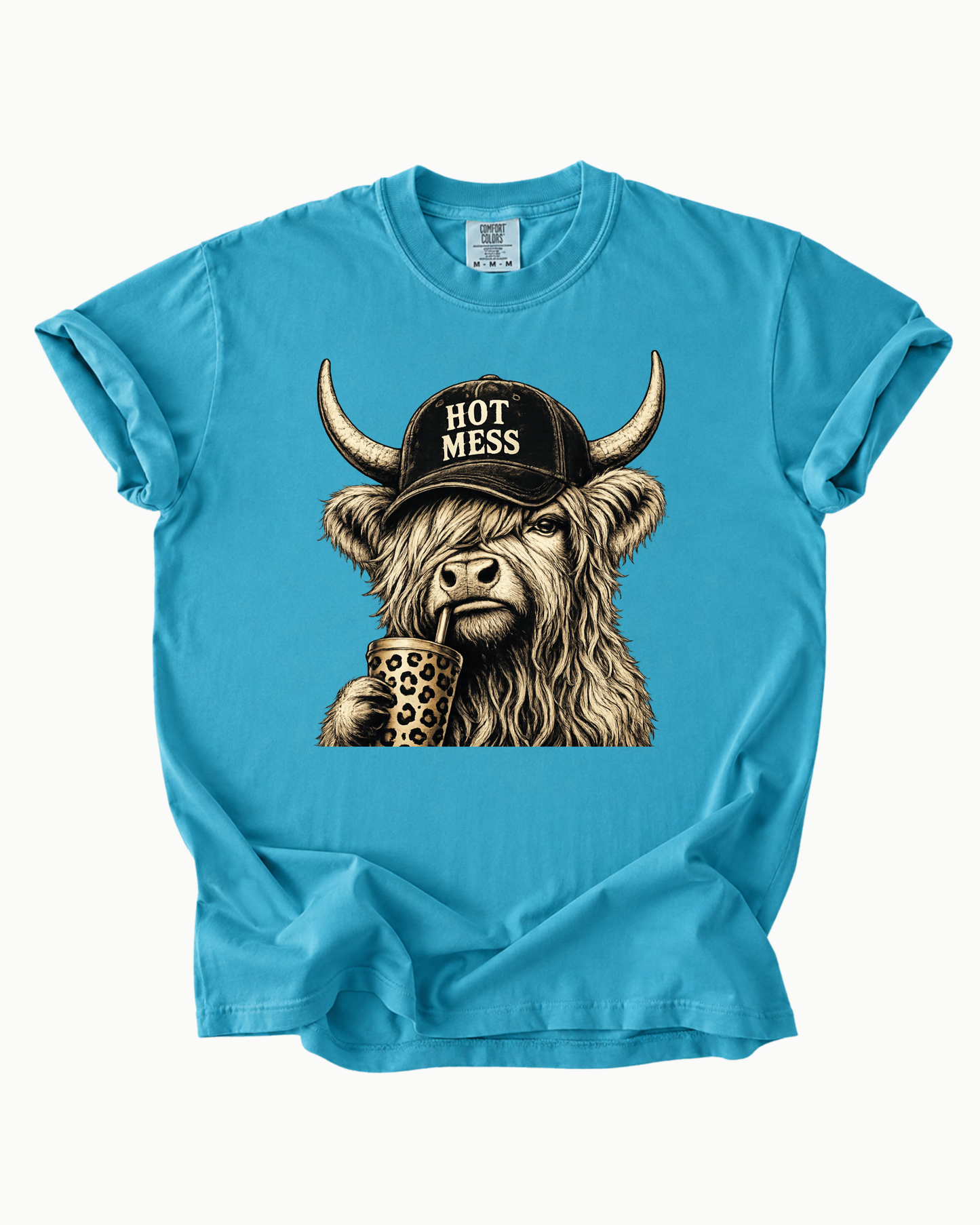 Hot Mess Highland Cow Graphic Tee